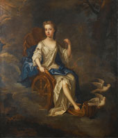 Circle of Godfrey Kneller Portrait of young woman, as Venus, in a chariot drawn by doves