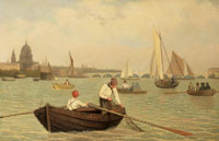 Jacques-Laurent Agasse A view of the Thames at Southwark looking towards Blackfriars Bridge and Saint Paul's Cathedral