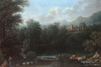 John Wootton An Arcadian landscape with classical figures