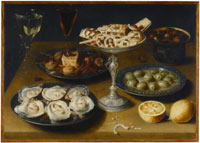 Osias Beert the Elder Still Life with Oysters, Pastry and Fruit