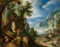 Paul Bril Mountainous Landscape with Saint Jerome
