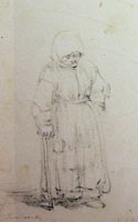 Rembrandt Old Woman with a Stick