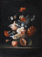 Studio of Simon Pietersz. Verelst Poppies, roses, carnations and other flowers