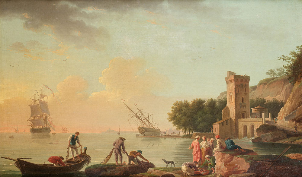 Studio of Claude Joseph Vernet - A Mediterranean harbour