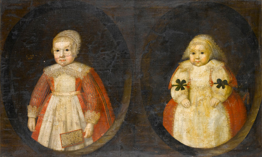 English School - Portrait of two young children of the Courtenay family