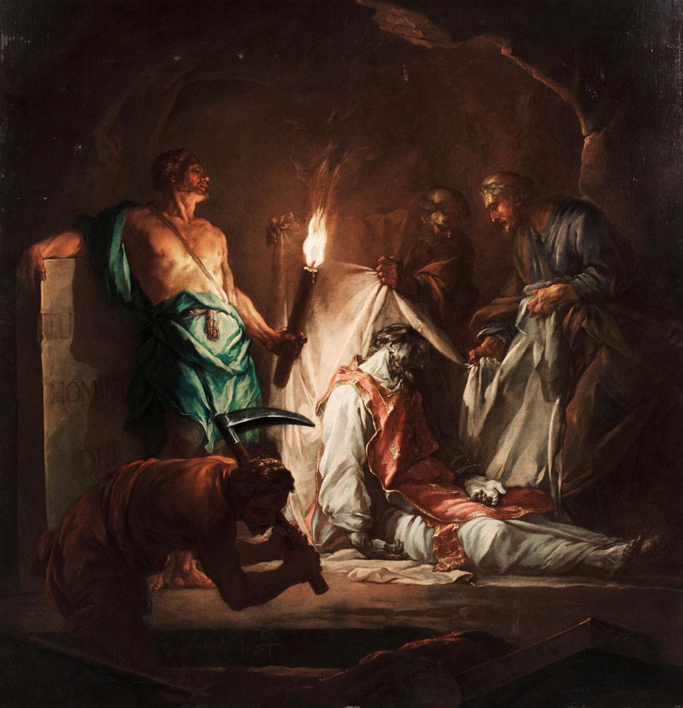 French School - The Entombment of a priest