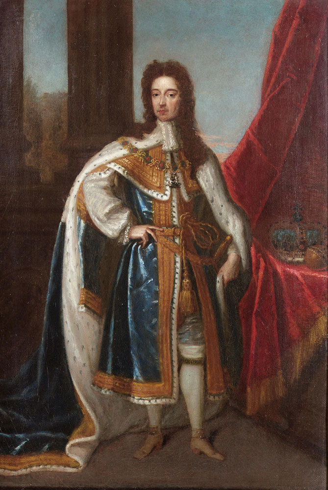 After Godfrey Kneller - Portrait of King William III, standing small-full-length in coronation robes