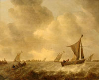 Abraham Hendricksz. van Beijeren Figures in a rowing boat in choppy waters