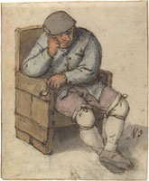 Adriaen van Ostade Study of a Seat­ed Man Hold­ing a Pipe