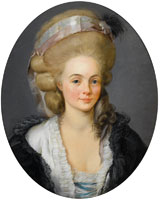 Follower of Alexander Roslin Portrait of a lady, bust-length, in a white dress with a black wrap and a silk headdress with a black feather
