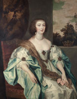 After Anthony van Dyck Portrait of a lady, three-quarter-length, in a blue silk dress and brown sash, seated before a window