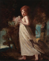 George Romney A girl rescuing a dove from a hawk