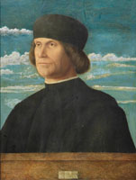 Circle of Giovanni Bellini Portrait of a gentleman said to be Paolo Morosini, bust-length, in black costume