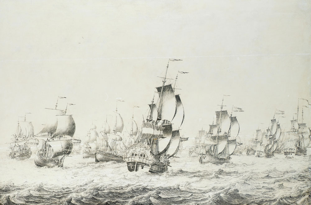 Adriaen Cornelisz. van Salm - A fleet of Dutch Bootschepen