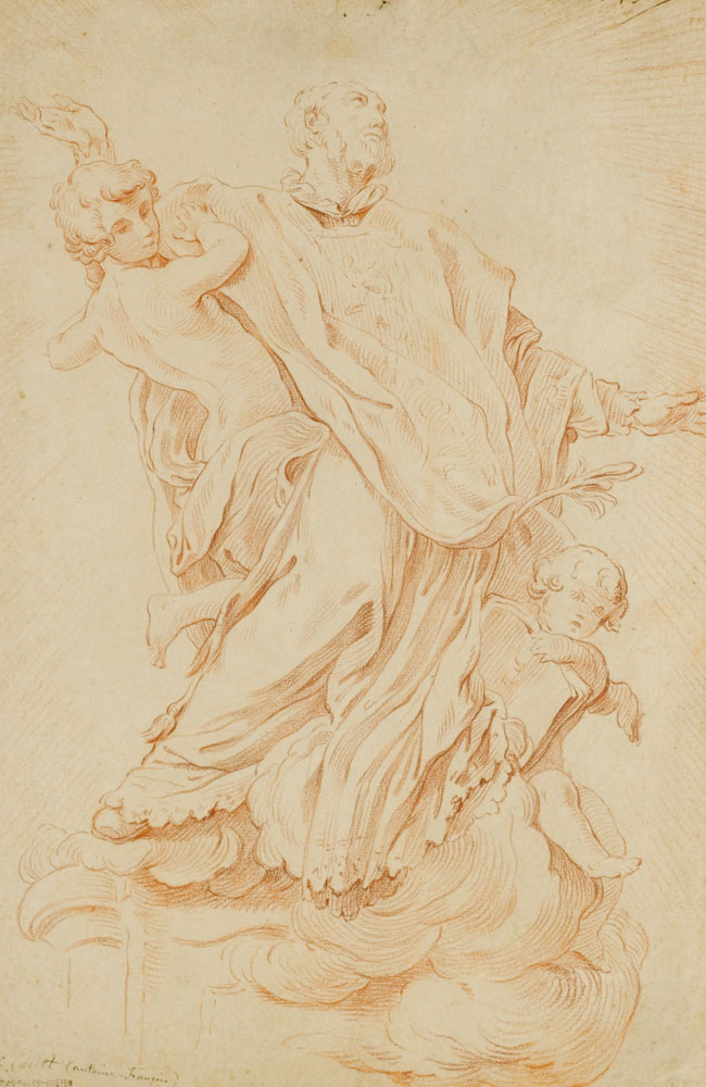Attributed to Antoine-François Callet - Clerical figure supported by figures on a cloud