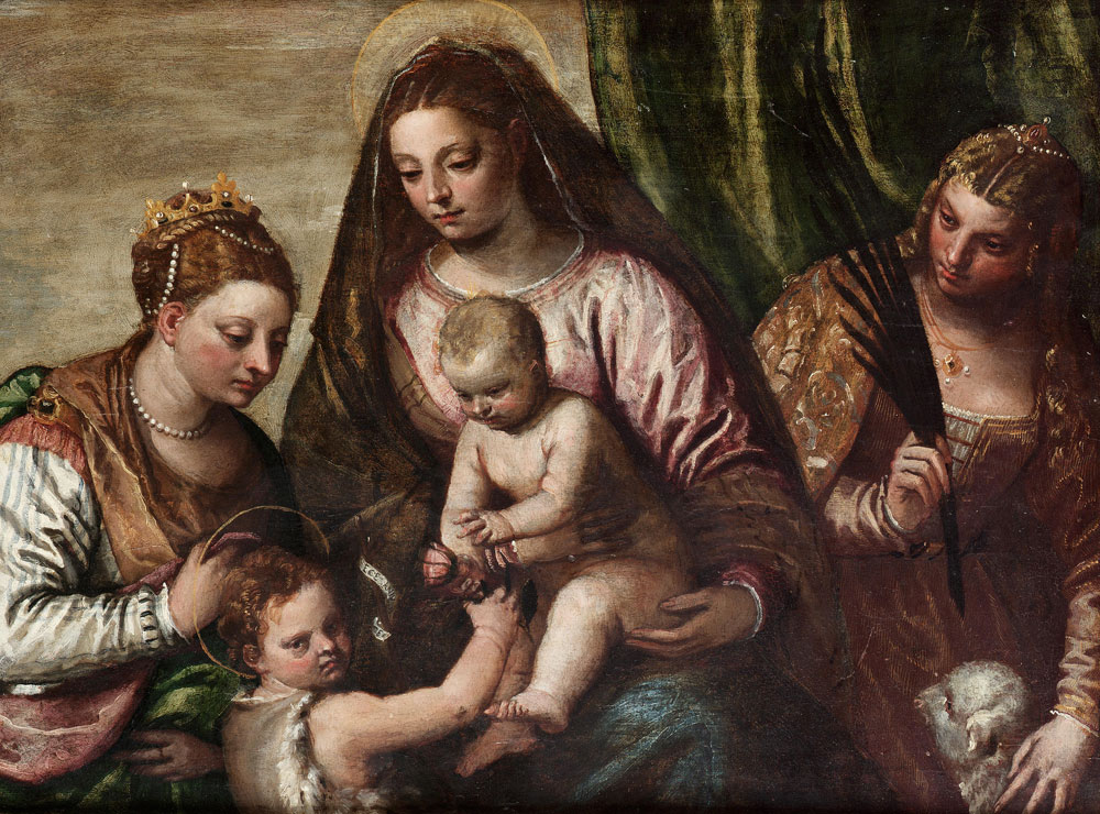 Attributed to Carletto Caliari - The Madonna and Child with the Infant Saint John the Baptist, Saint Agnes and Saint Catherine