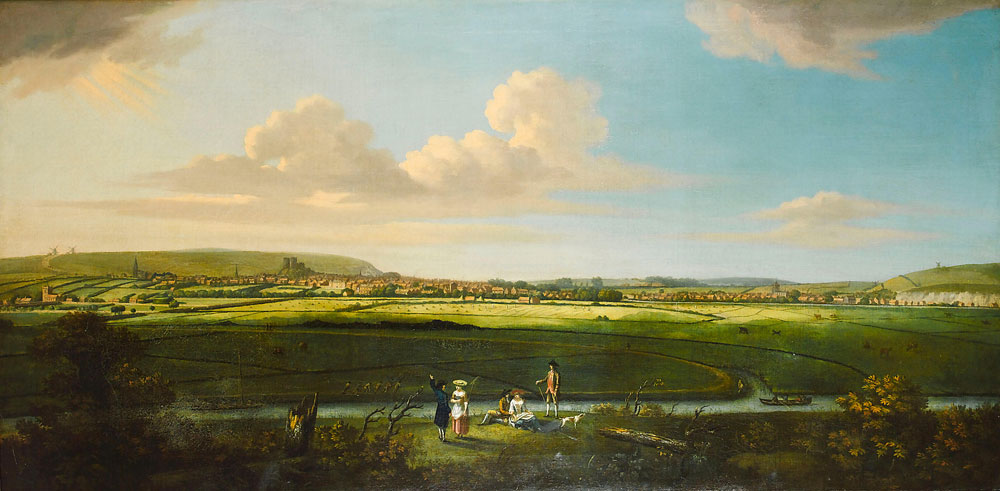 Dominic Serres - A panoramic view of Lewes from the south-east