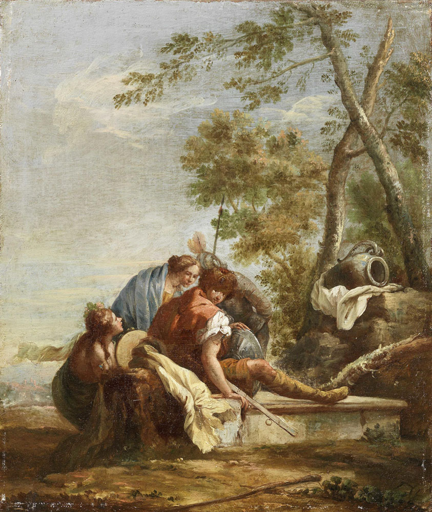 Studio of Francesco Salvator Fontebasso - Figures resting before a tree