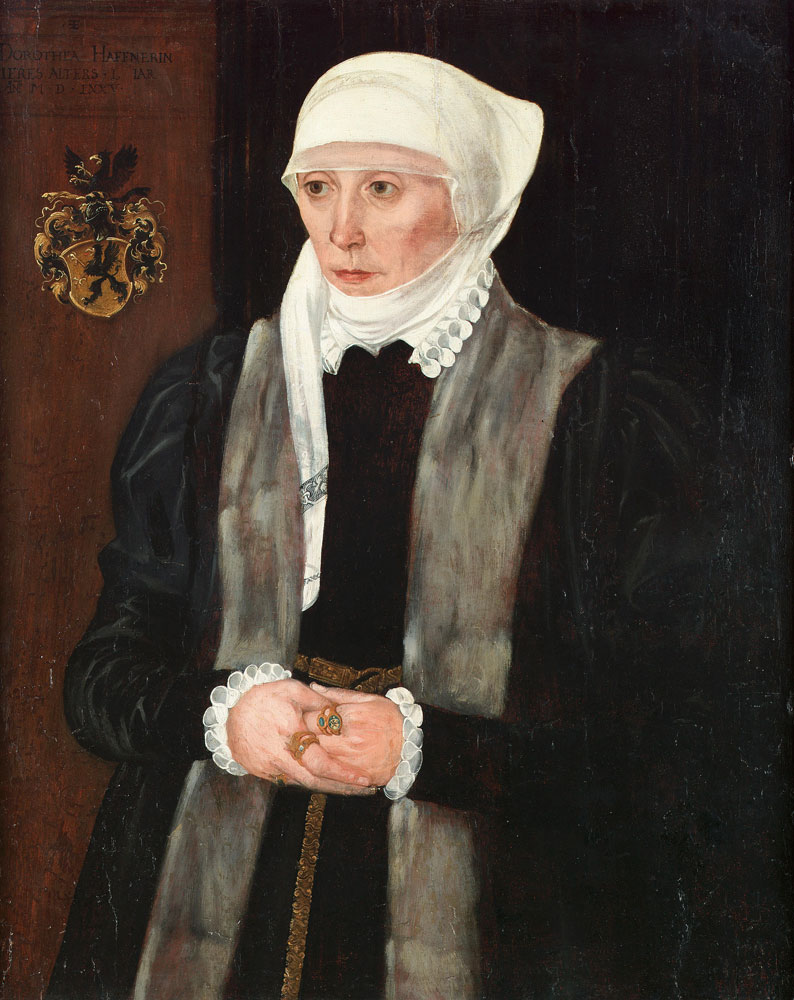 Studio of Hans Mielich - Portrait of Dorothea Haffnerin, three-quarter-length