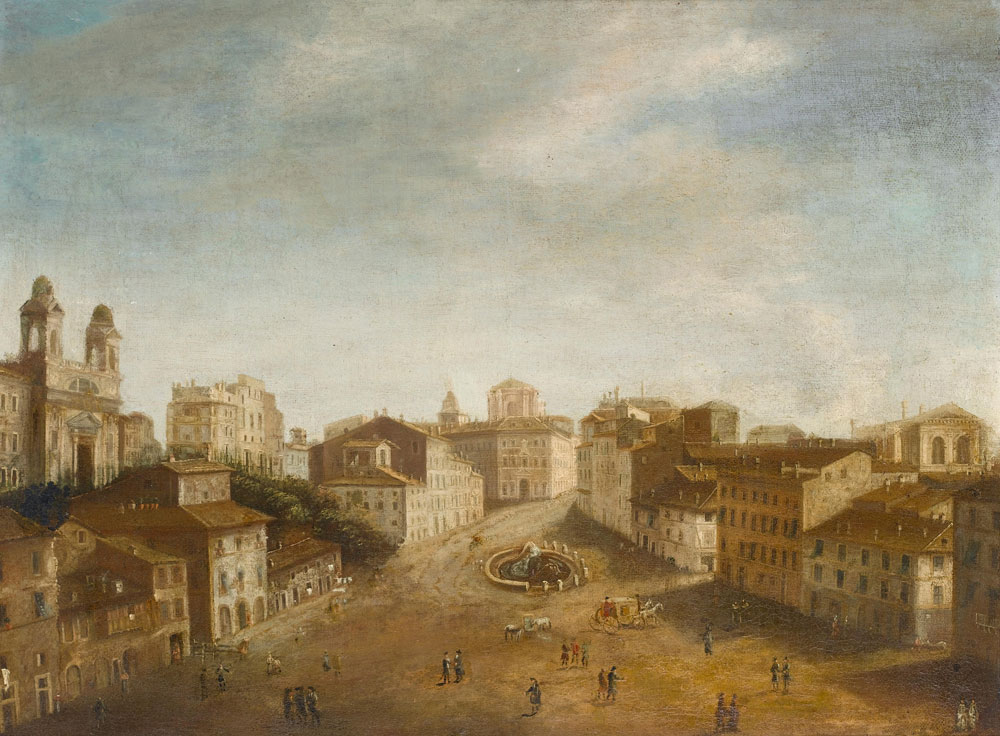 Italian School - A view of the Piazza di Spagna, Rome, from the North
