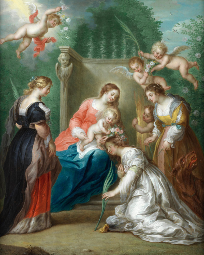 Jacob Andries Beschey - The Virgin and Child with Saints Margaret of Antioch, Catherine of Alexandria and Elizabeth of Hungary
