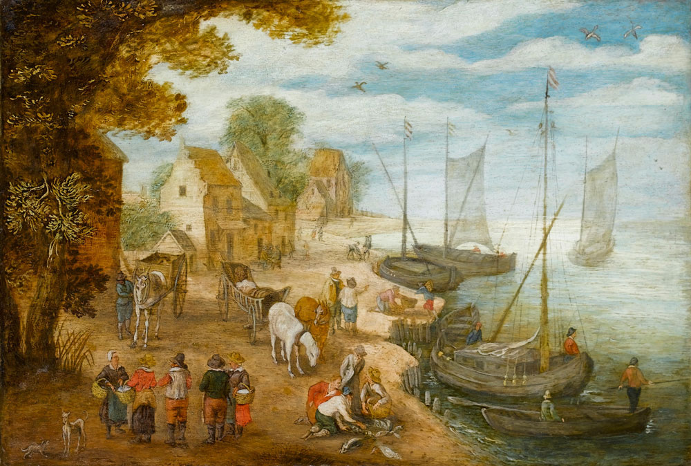 Follower of Jan Brueghel the Elder - A riverside village