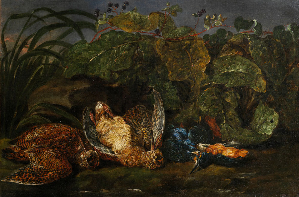 Jan Fyt - Dead woodcock and a kingfisher in a landscape