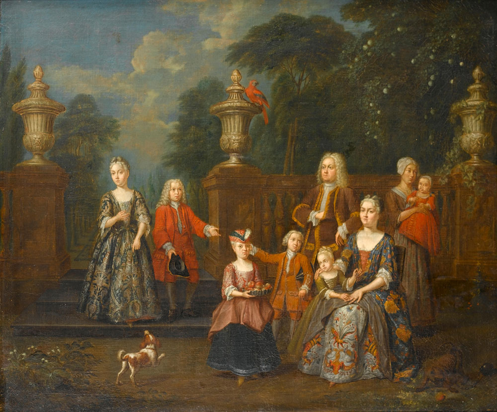 Jan Josef Horemans the Elder - Portrait of an elegant family group in a park landscape