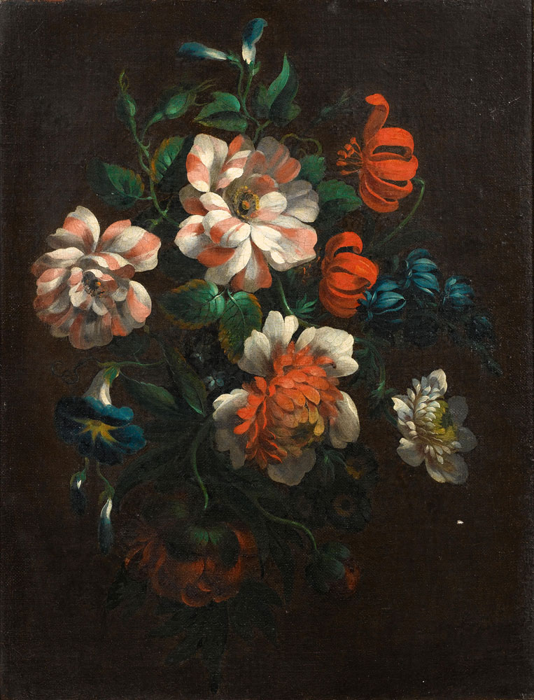 Circle of Jean-Baptiste Monnoyer - Chrysanthemums, morning glory, lilies and other flowers