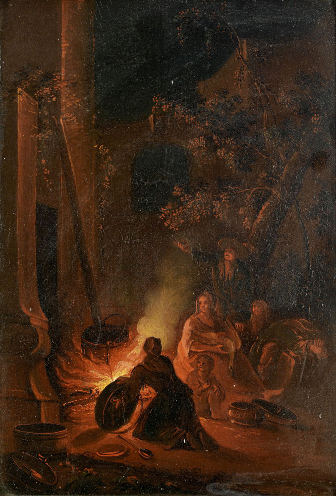 Johann Georg Trautmann - Figures seated before a campfire