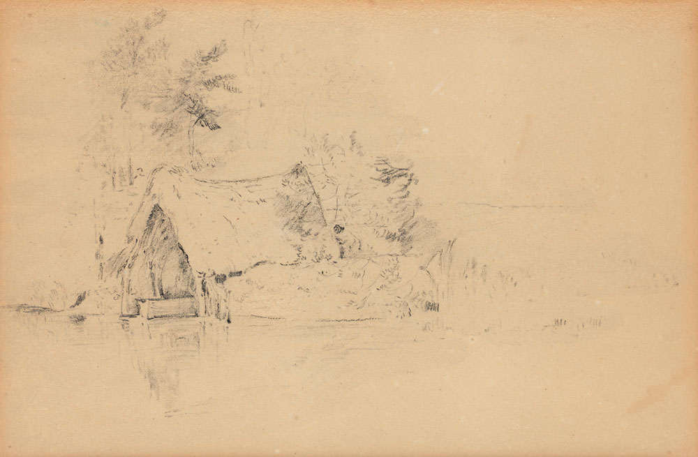 John Constable - The boat house at Flatford: a study for 'The White Horse'