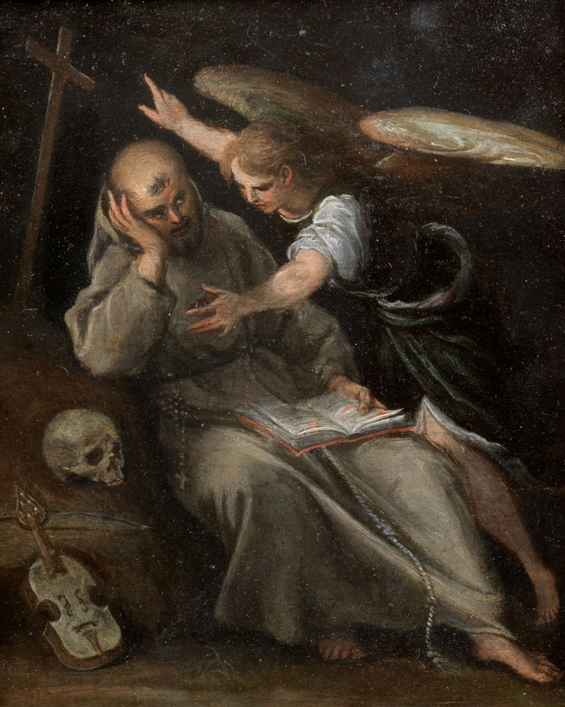 Milanese School - Saint Francis with an angel