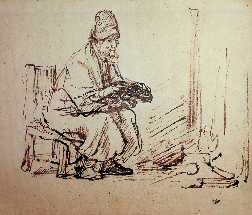 Rembrandt - Man Seated beside a Stove