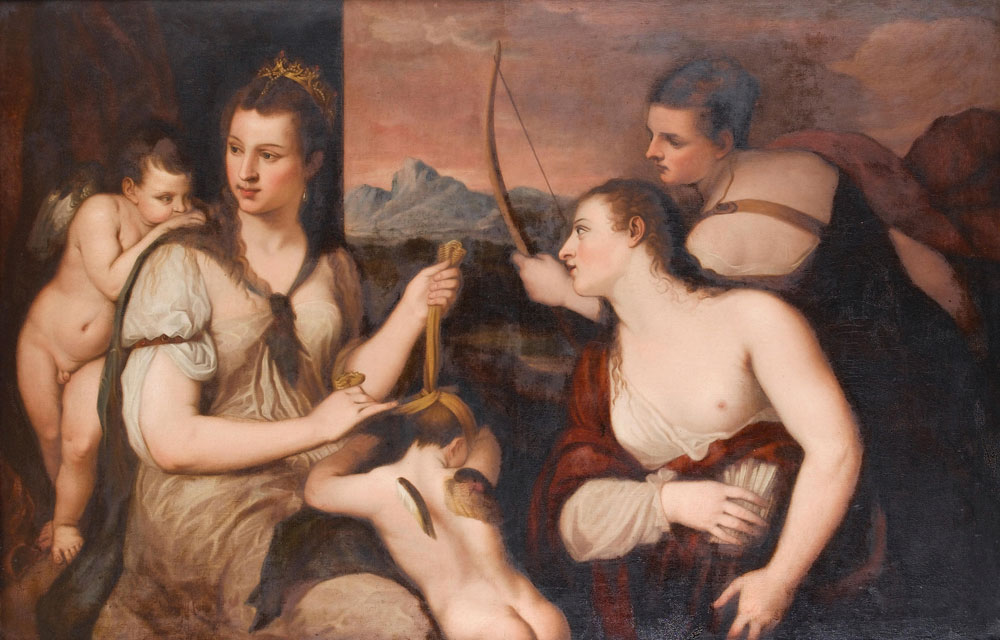 After Titian - Venus blindfolding Cupid