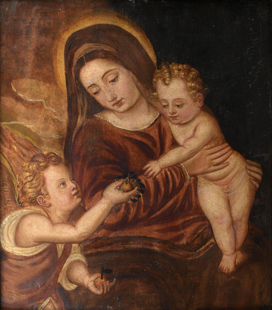 Venetian School - The Madonna and Child with an angel