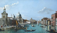 English Follower of Canaletto A view of the entrance to the Grand Canal, Venice, looking west, with the Dogana and Santa Maria della Salute to the left and the Palazzo Tiepolo to the right