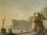 Circle of Carlo Bonavia A view of Posillipo in the Bay of Naples looking north, with the Palazzo Donn'Anna