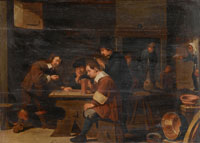 Manner of David Teniers the Younger An interior with men drinking and playing dice