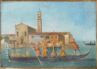 Giuseppe Bernardino Bison A gondola passing before a lagoon island with a church