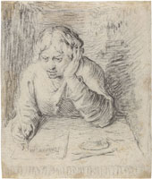 Jacques de Gheyn II Young Man Writ­ing at a Table (The Artist’s Son)