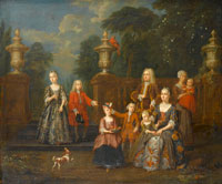 Jan Josef Horemans the Elder Portrait of an elegant family group in a park landscape