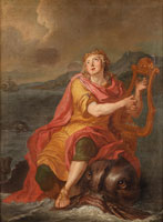 Circle of Louis de Silvestre the Younger Arion playing his lyre