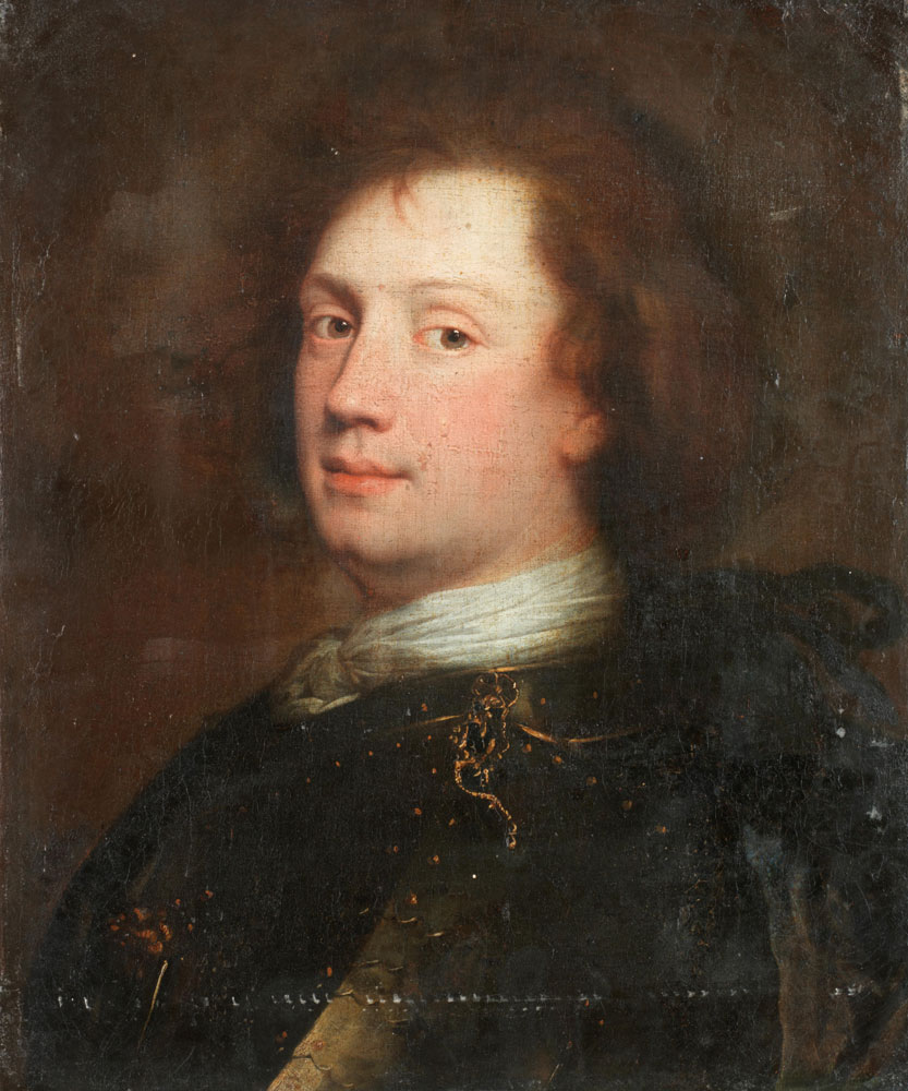 Alexis Grimou - Portrait of a man, bust-length, in a white cravat and armour