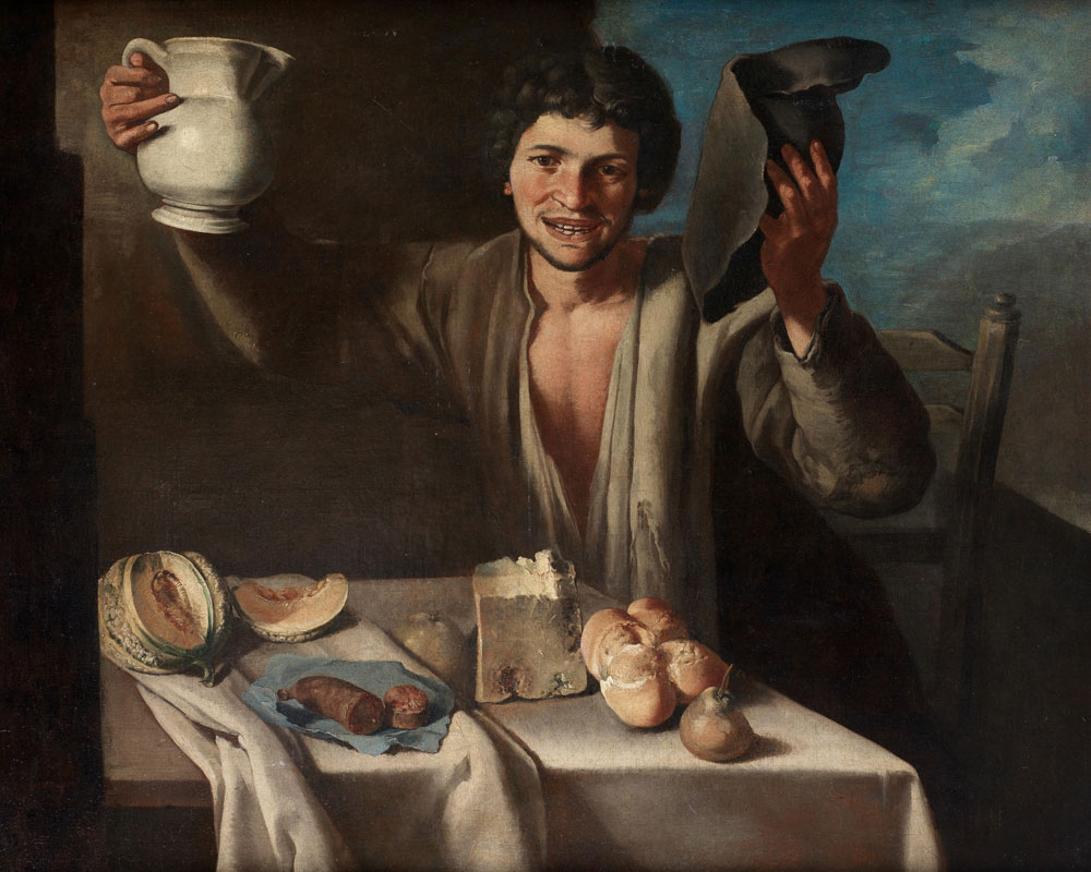 Giacomo Francesco Cipper - A peasant boy seated at a table, holding a jug