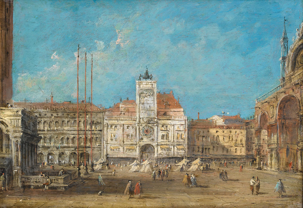 Giacomo Guardi - Saint Mark's Square, Venice, looking towards the Torre dell'Orologio