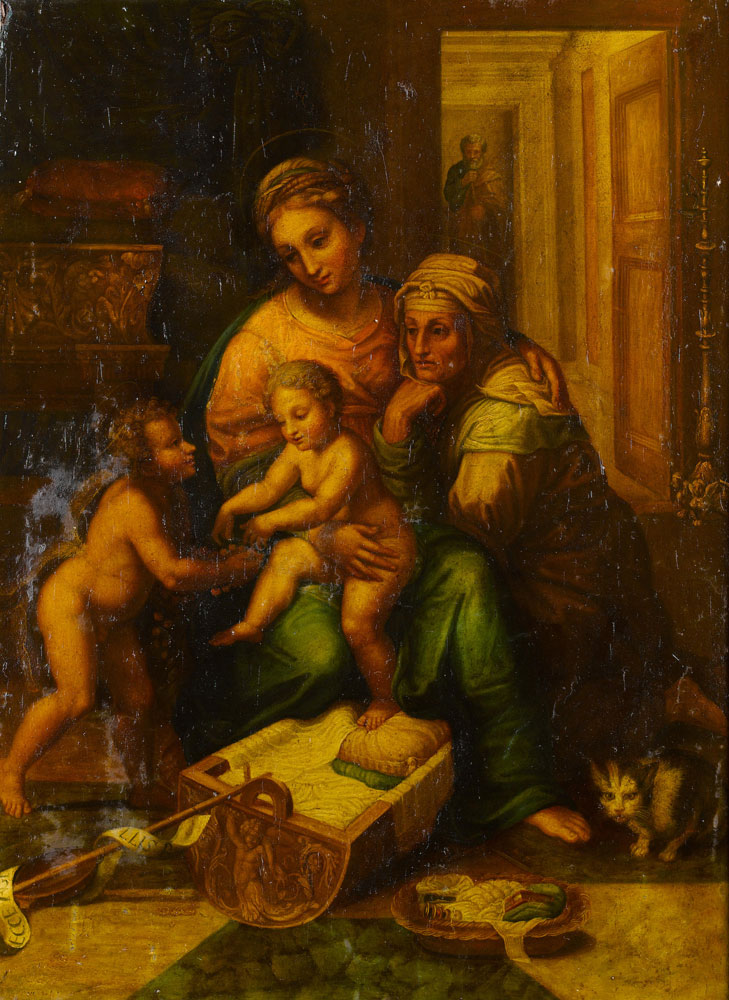After Giulio Romano - The Madonna and Child with Saint Anne and the infant Saint John the Baptist