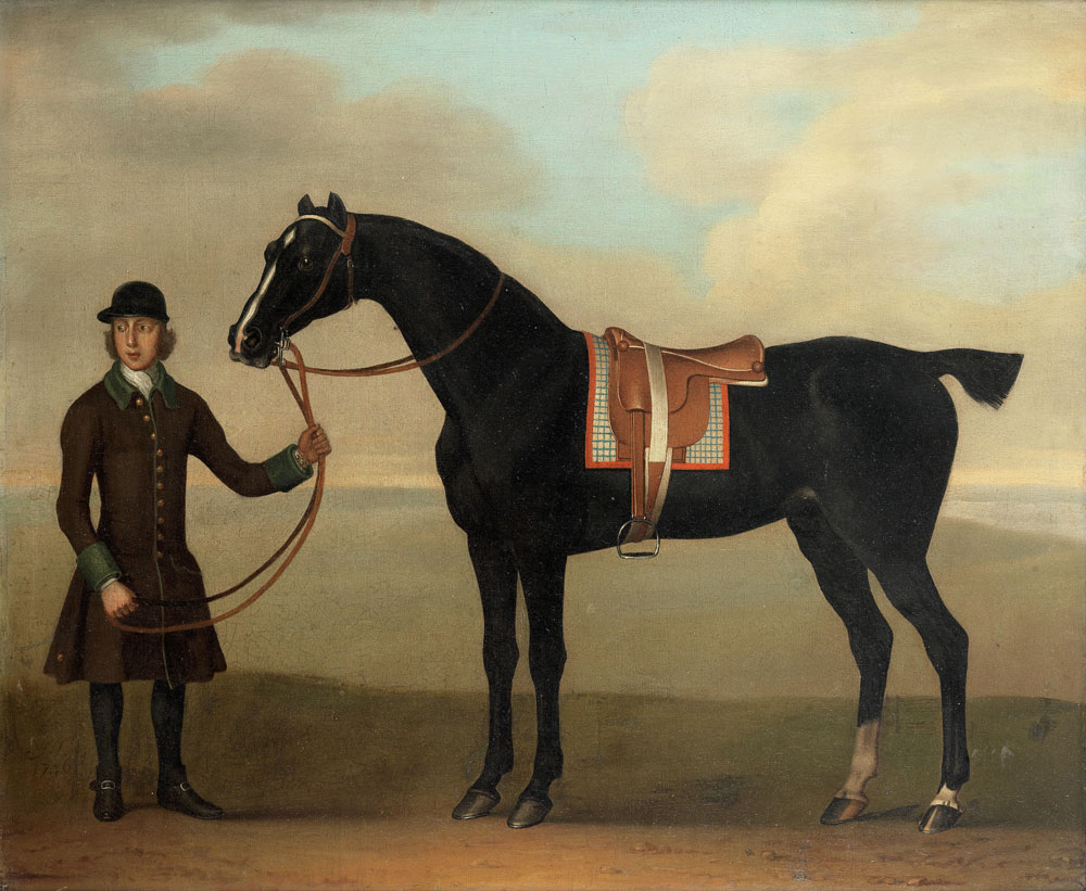 James Seymour - A racehorse, traditionally identified as Molotto, held by a groom