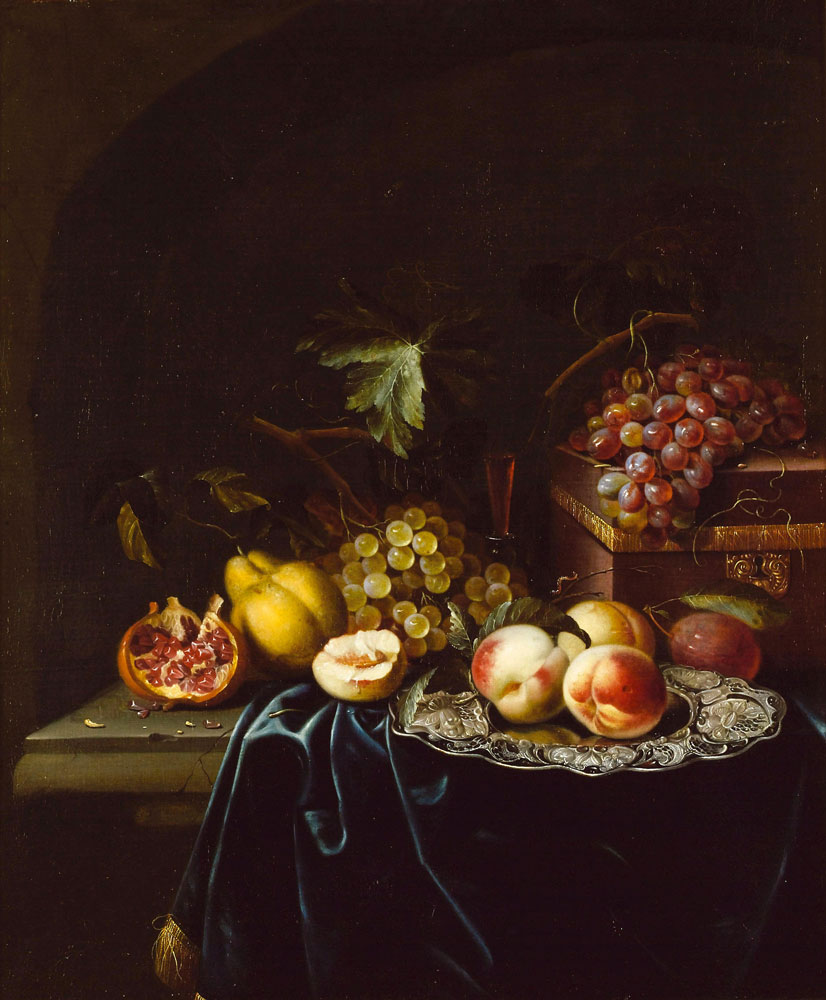 Johannes Borman - Peaches on a salver with a pomegranate