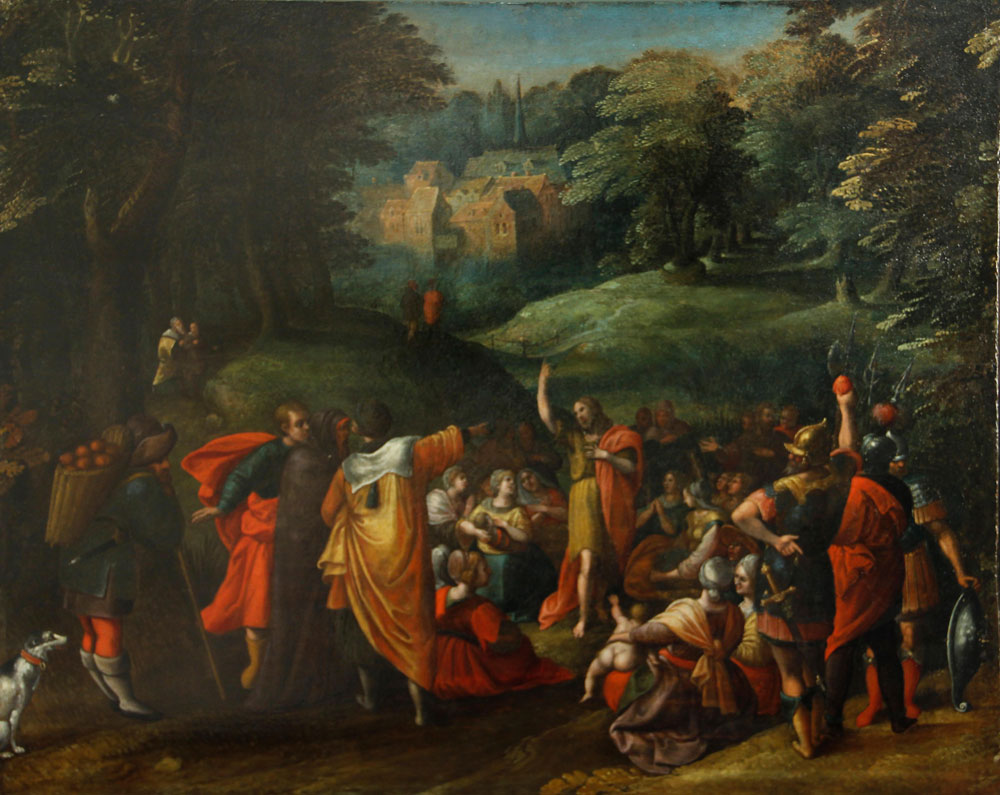 Circle of Sebastiaen Vrancx - Christ preaching a sermon in a landscape