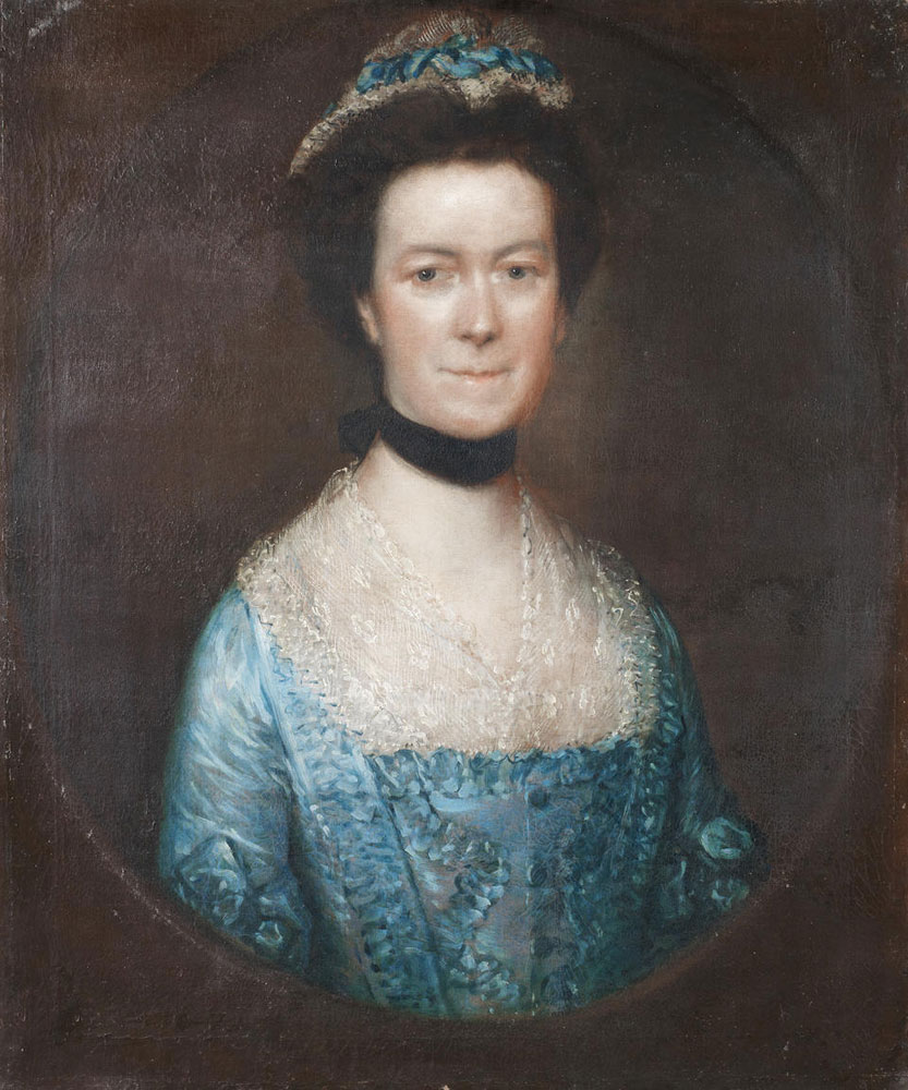Thomas Gainsborough - Portrait of Catherine Warneford, neé Claverley, of Warneford Place, half-length, in and blue silk dress